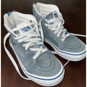 Vans Harry Potter Sk8 High Top Zip Hogwarts Metallic Blue Shoe Toddler Size 11.5